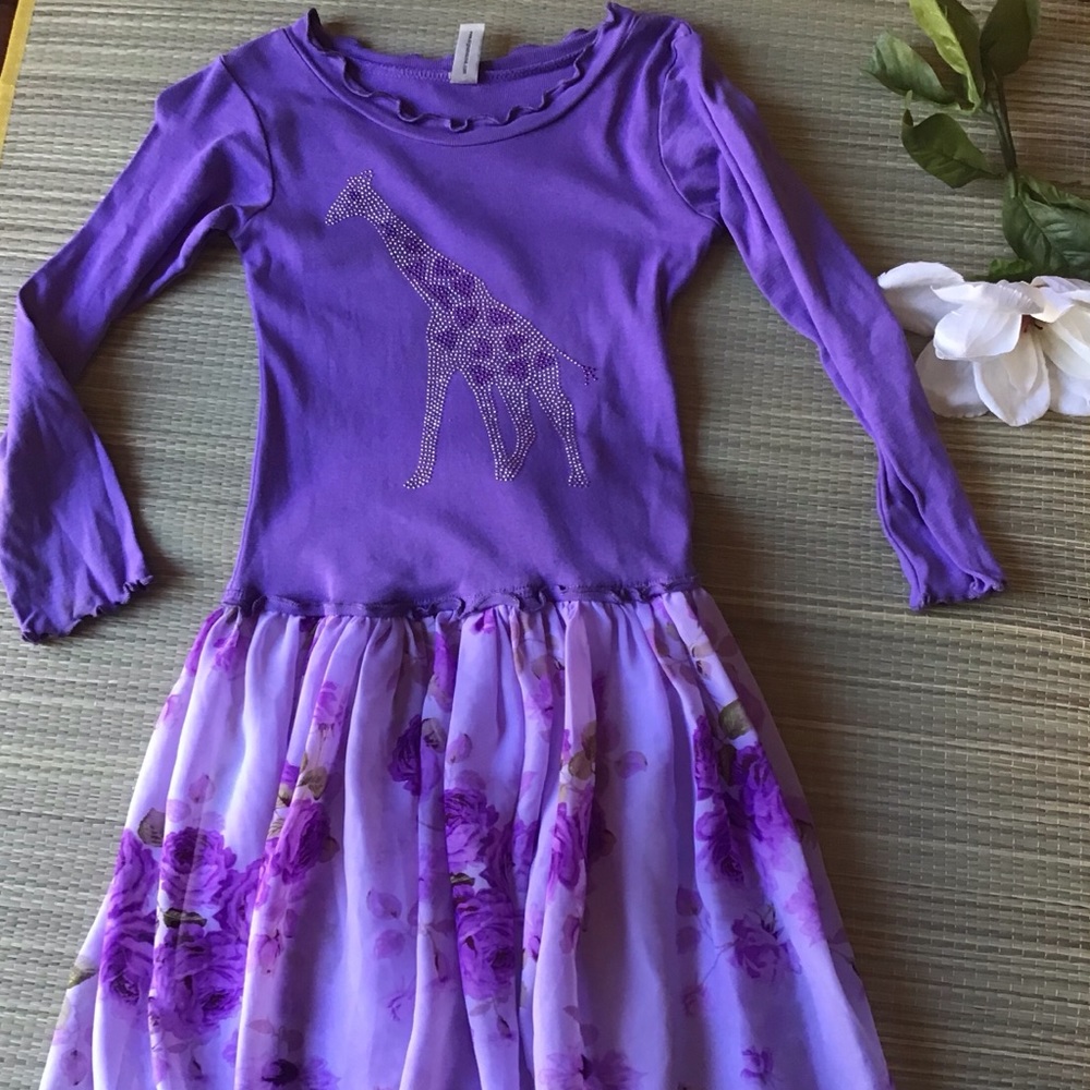 🍪 Girls purple long sleeve floral dress